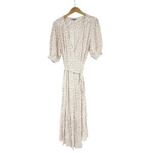 Angel Maternity Cream Pink Floral Wrap Maxi Dress Minimalist Womens Large